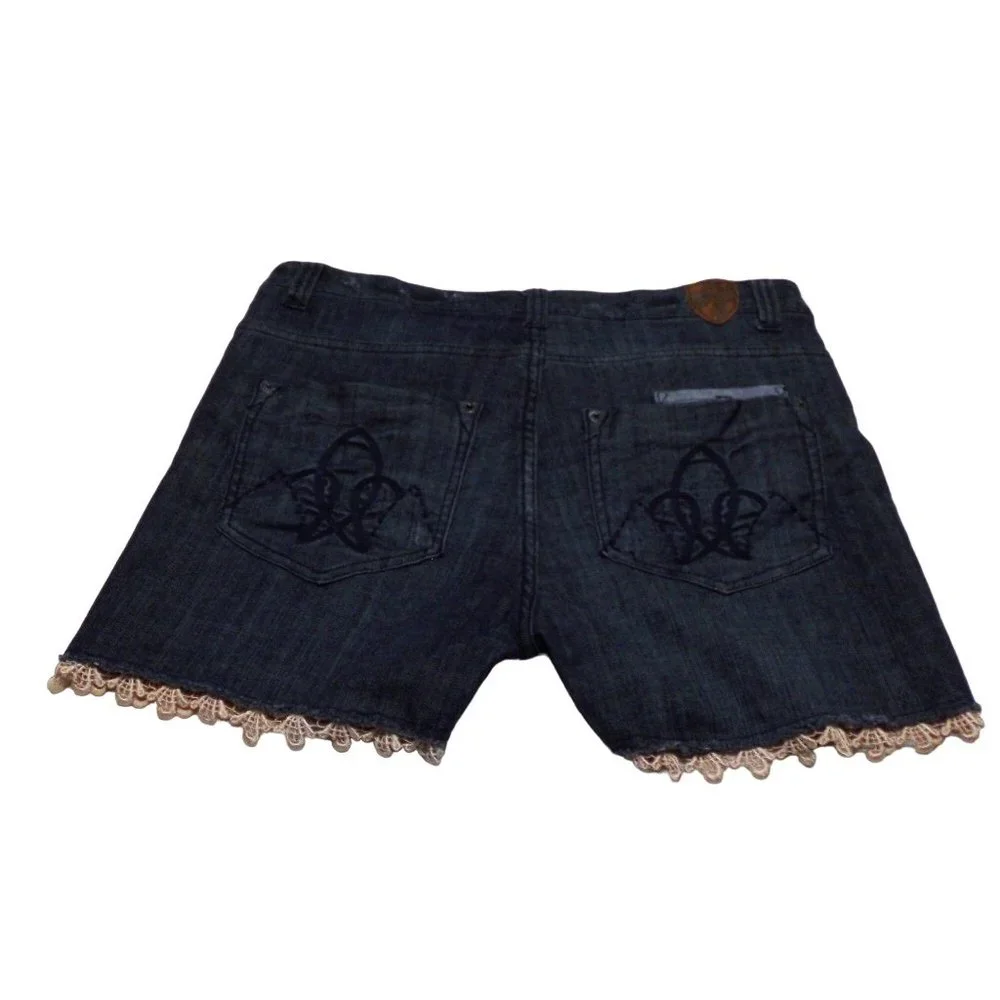 Institute Liberal lace bottom‎ raw hem denim shorts 14
